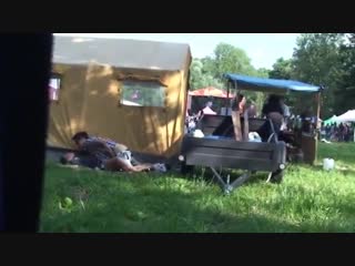 could not resist and had sex behind the tent. homemade porn of a young couple, blowjob, doggystyle, riding, amateur porn.
